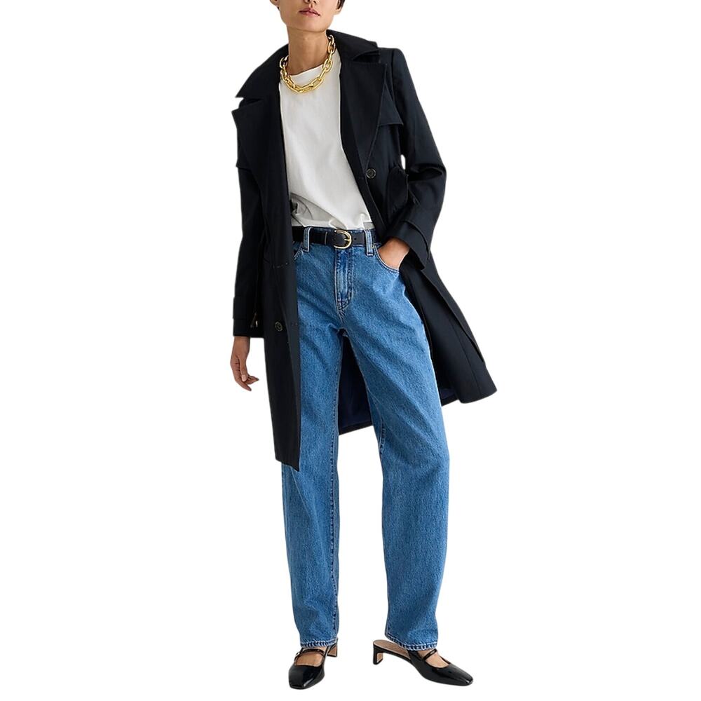 J.Crew Sleek Black New Icon Trench Coat Size 00